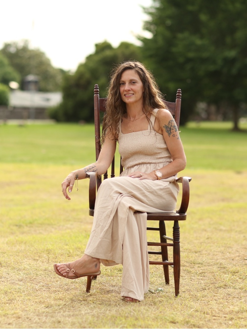 Women’s Beige Wide-Leg Jumpsuit/Set - Neutral Sleeveless Style
